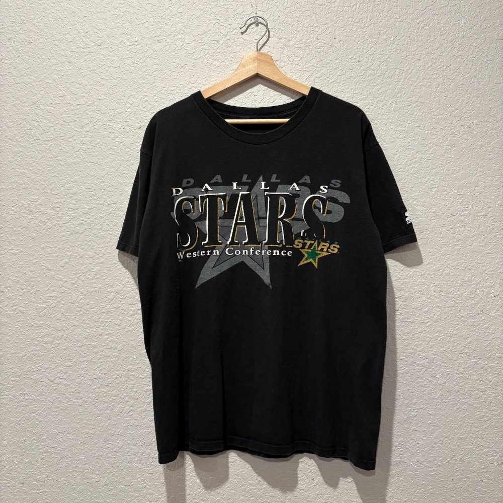 Dallas Stars Vintage 90s Starter Black Graphic Cut Tag Fits A Large USA NHL